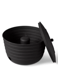 Matte Black Ribbed Hose Pot With Lid 9 Matte Black Ribbed Hose Pot With Lid -Garden Tool Store 8611991 5868 tif