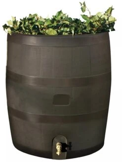 Round Rain Barrel With Planter, 35 Gallons 15 Round Rain Barrel With Planter, 35 Gallons -Garden Tool Store 8612856WALNT 01V tif