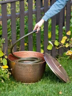 Hammered Copper Hose Pot With Lid -Garden Tool Store 8613311 0012