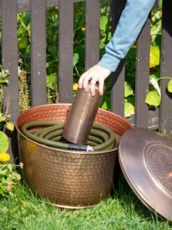 Hammered Copper Hose Pot With Lid -Garden Tool Store 8613311 0019